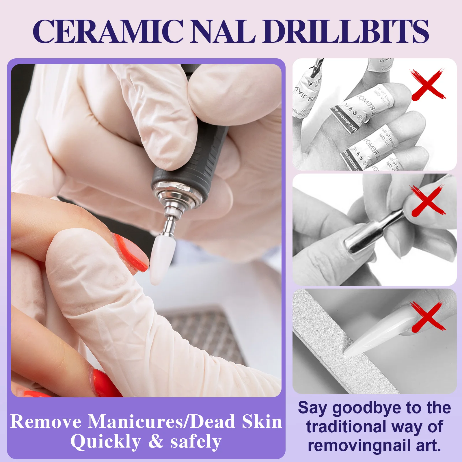 1개 세라믹 네일 드릴 비트, 불꽃 모양 커터, 매니큐어용 전동 페디큐어 네일 비트, 젤 폴리쉬 제거용 파일, 버 네일 액세서리
