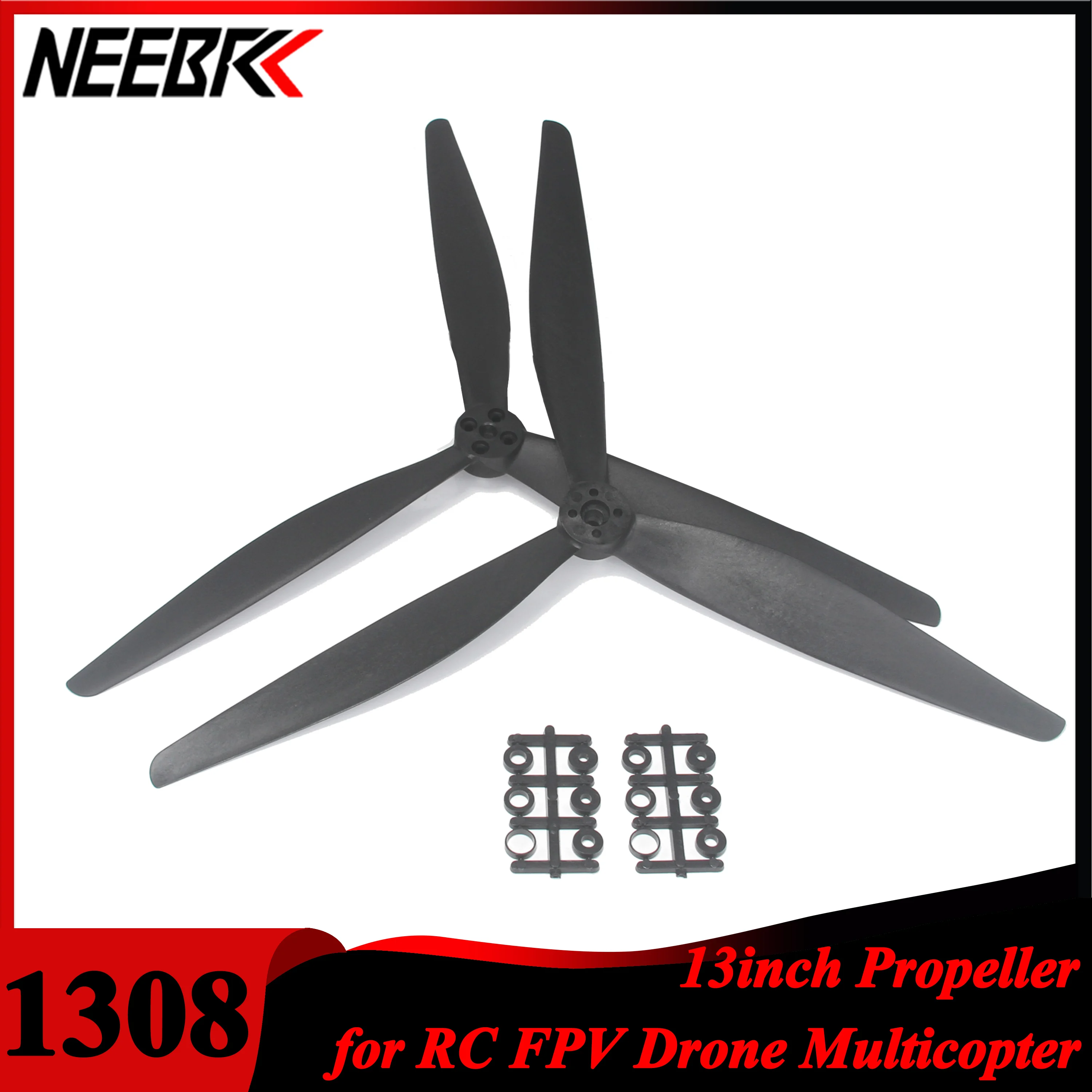 

NEEBRC 1Pair 1308 13X8X3 13inch CW CCW 3 Blade Glass Fiber Nylon Propeller for RC X-Class FPV Drone Multicopter DIY Parts