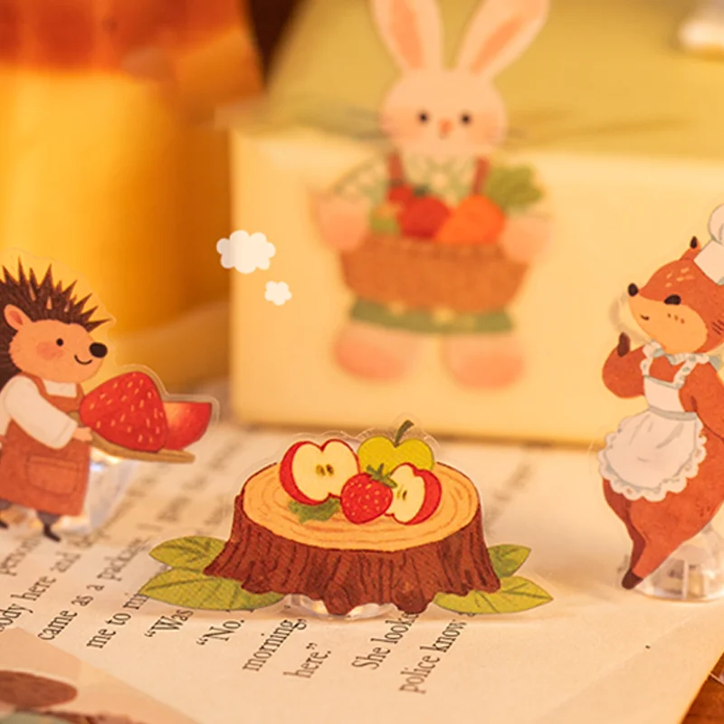 

Бумага, наклейки с милыми животными, 2 листа/упак., мультяшная лиса, кролик, пение, живой набор наклеек для домашних животных, справочники, канцелярские украшения