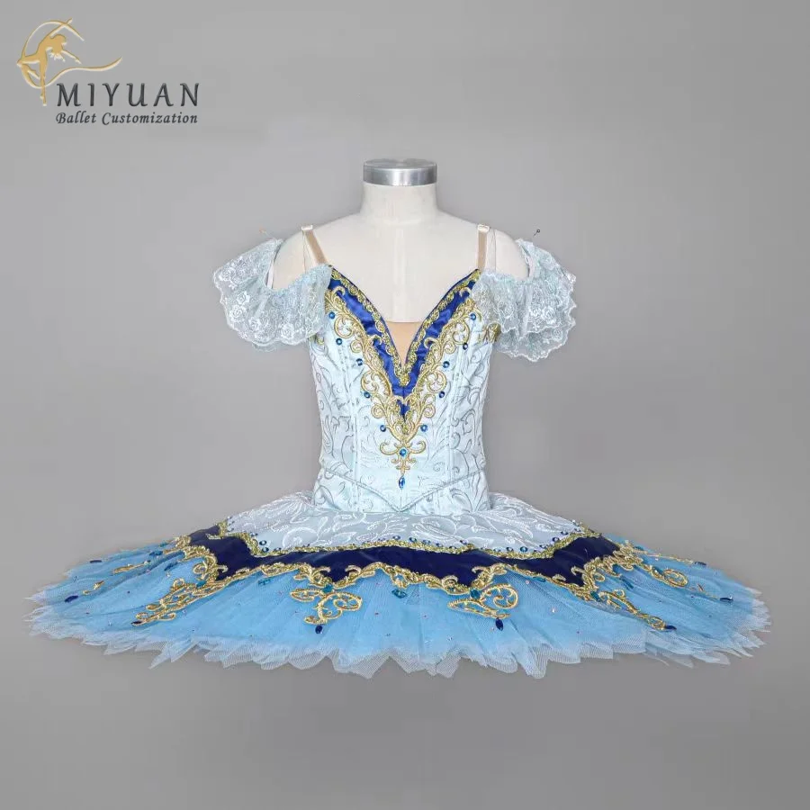 

New Tailor-made high-end ballet tutu disc skirt split adult Blue bird variation competition costume Children's performance dress