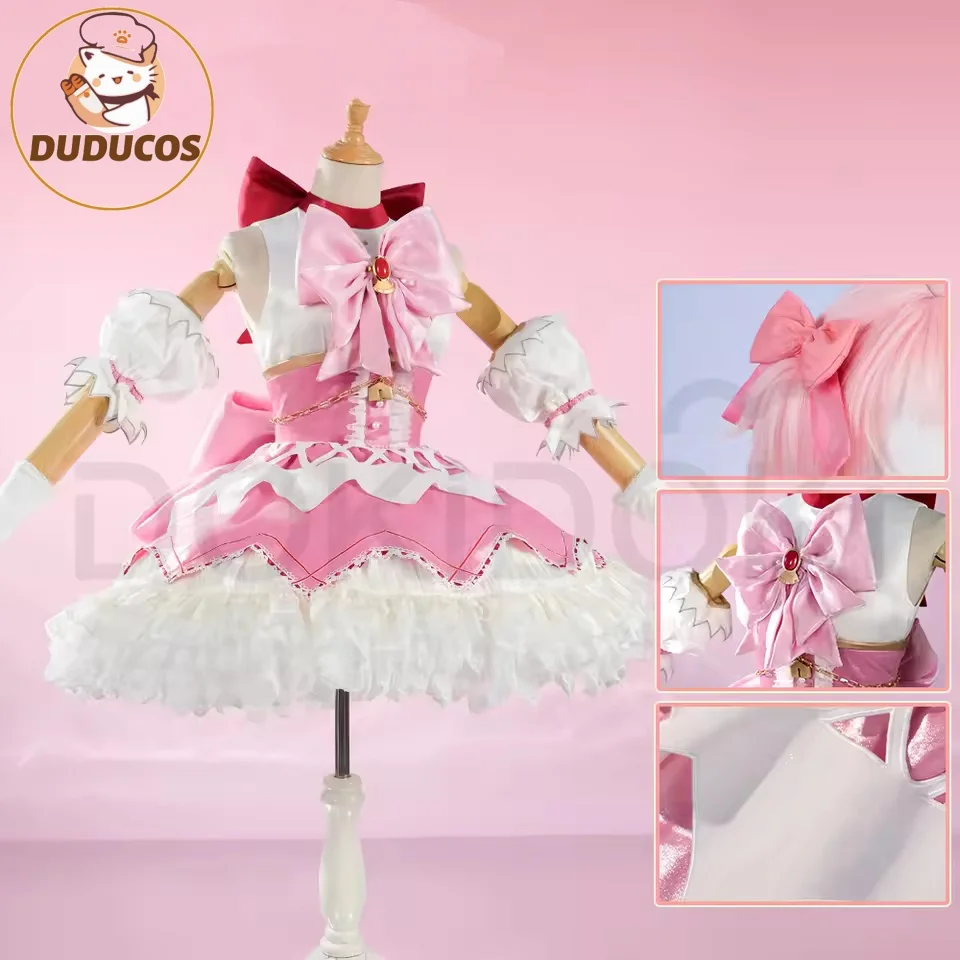 

Madoka Akemi Cosplay Costume Anime DUDU-SR Kaname Madoka Cute Pink Dress Homura Akemi Black Film Version Battle Suit Cosplay