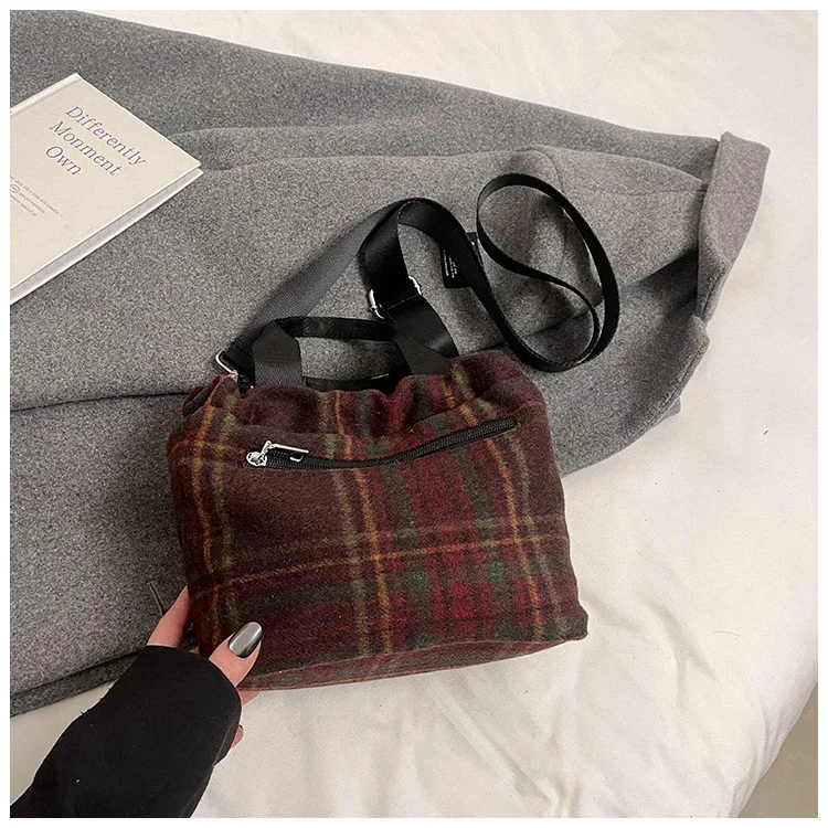 Colorblock Plaid Fashion Cotton Crossbody Bag String Large Capacity Casual Shoulder Bag 2025 Hot Sale Bags for Women Bolsa Mujer