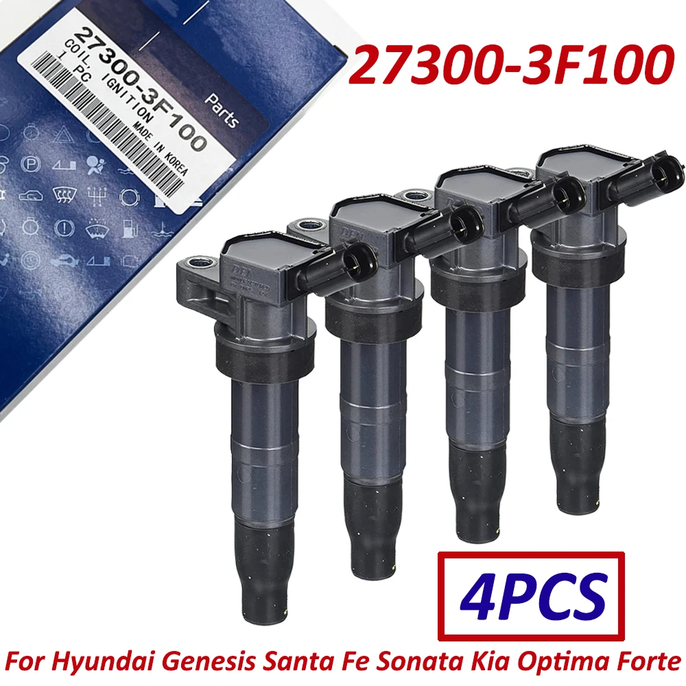 

4PCS Ignition Coil 27300-3F100 273003F100 27300-2G000 273002G000 For 2009-2017 Hyundai Genesis Santa Fe Sonata Kia Optima Forte