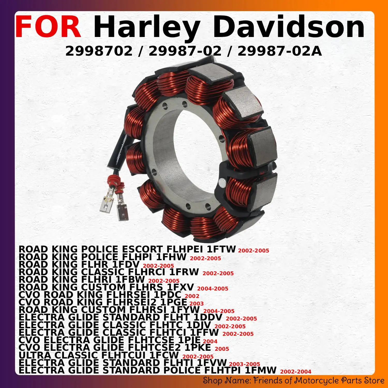 Motorcycle Ignition Stator Coil For Harley Davidson FLHTCSE 1PJE  FLHTCSE2 1PKE FLHTCUI 1FCW FLHTI 1FVW FLHTPI 1FMW 29987-02A