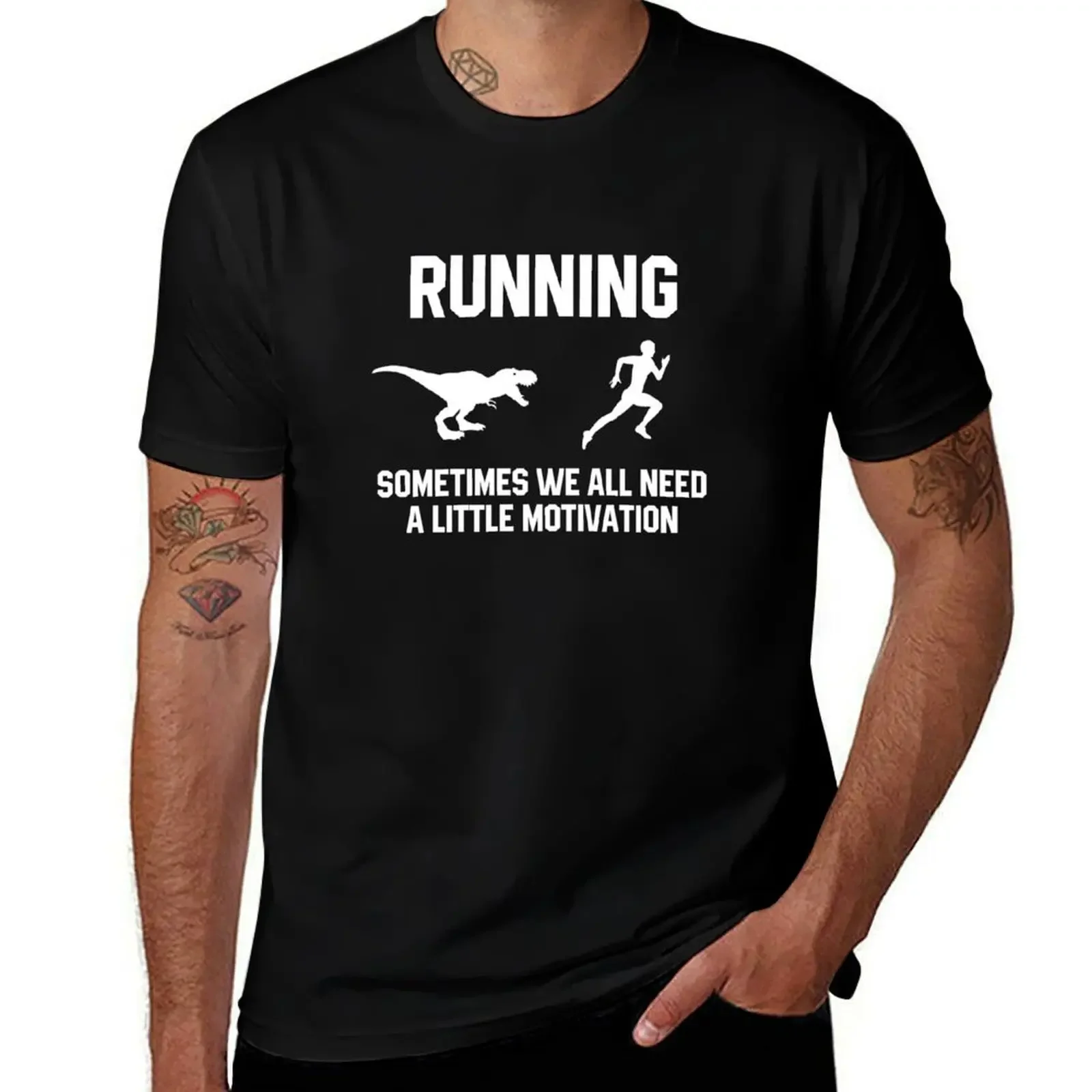 Running Motivation Raptor Chase Funny Dinosaur T-Shirt Blouse anime figures shirts graphic tee men