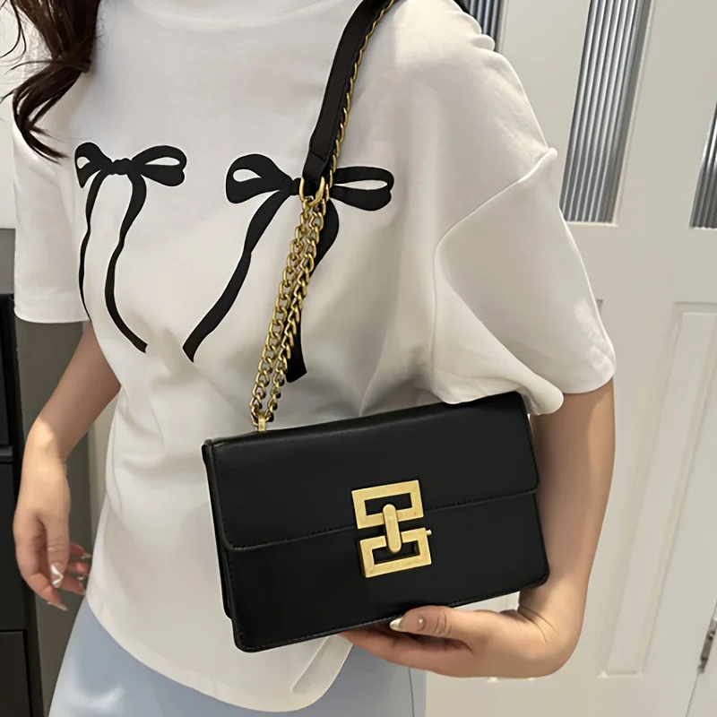 Women's New Moon Bag, Retro Chain, Large Capacity Small Square Bag, Fashionable and Versatile Pu Leather Shoulder Bag, Crossbody Bag - view 3