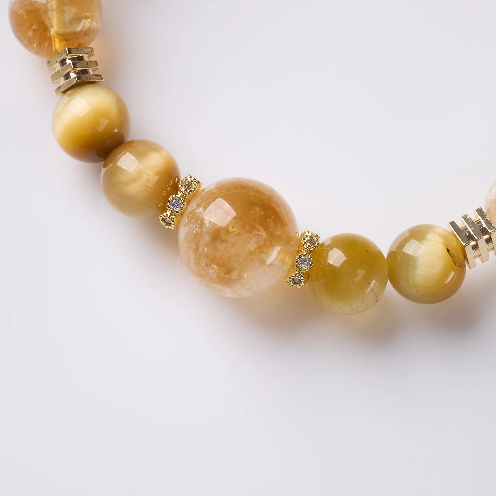 10mm Natural Citrine Tiger Eye Ice Obsidian Stones Beaded Strand Bracelet for Women Chinese Style Wealth Crystal Fine Jewelry view 4
