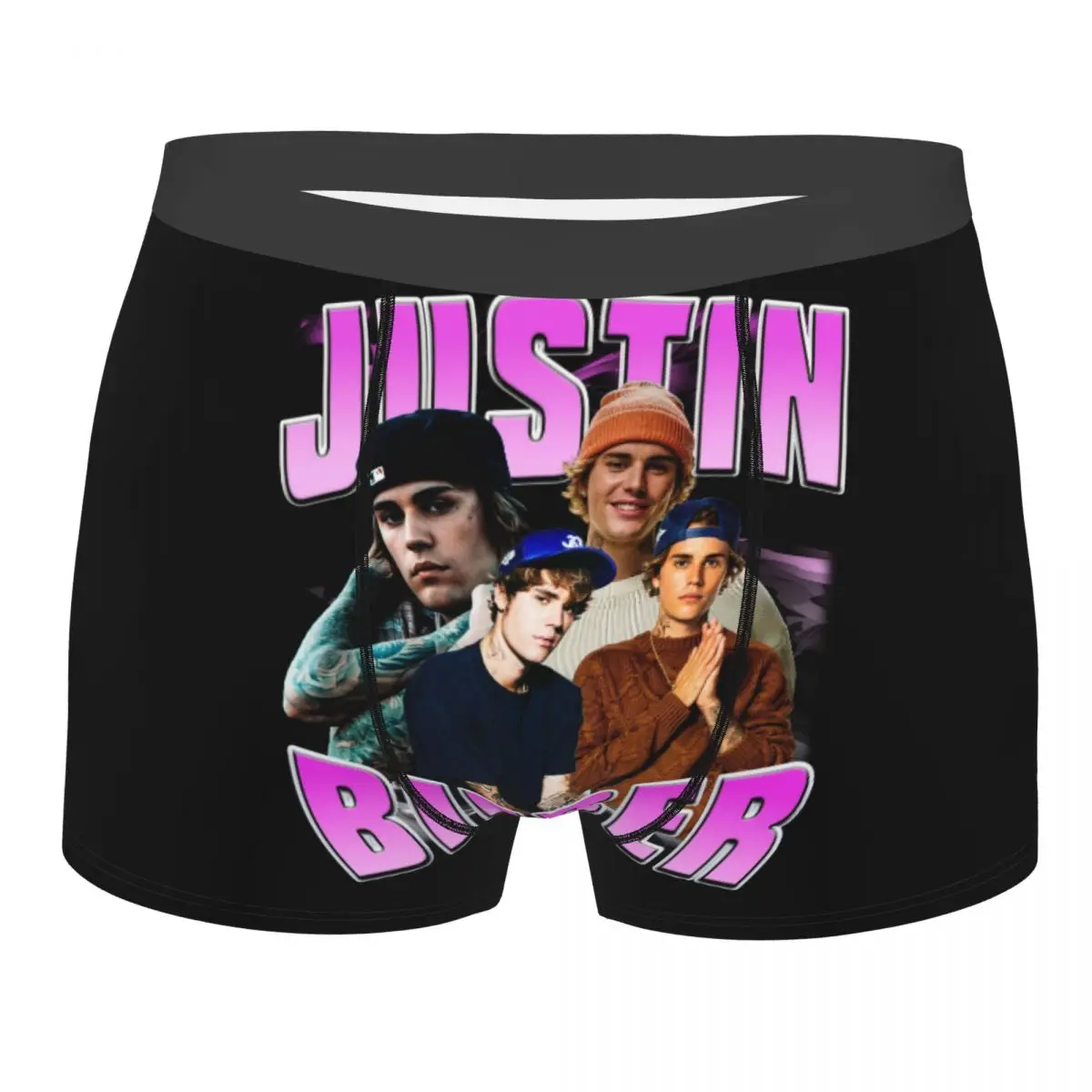 

Мужские эластичные трусы-боксеры с изображением Джастина Бибера