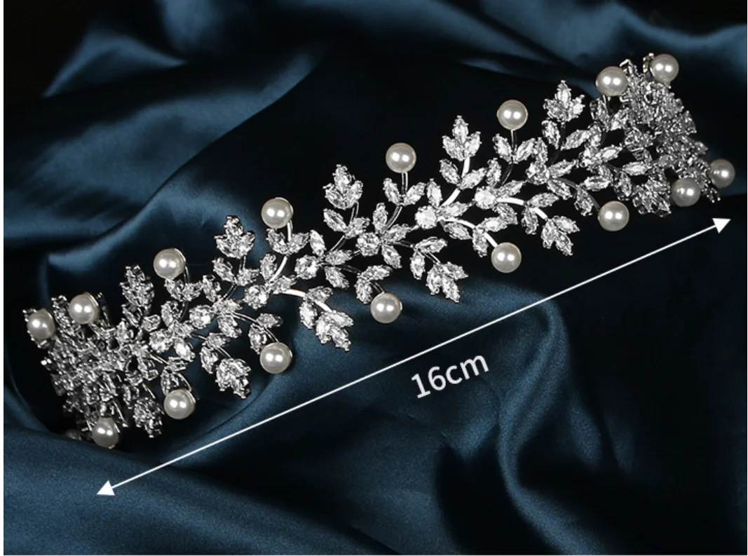 Luxury Bridal Headbands For Wedding Hair Accessories Zirconia Pearl Brides Tiaras Crowns For Wedding Prom Hair Jewelry Headpiece