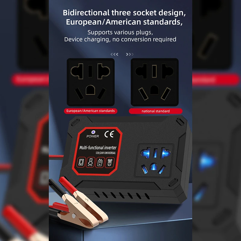 سيارة عاكس الطاقة 200 واط 12 فولت/24 فولت إلى 220 فولت محول مهايئ شاحن مقبس عالمي المحمولة مركبة محمولة محولات السيارات المنزلية