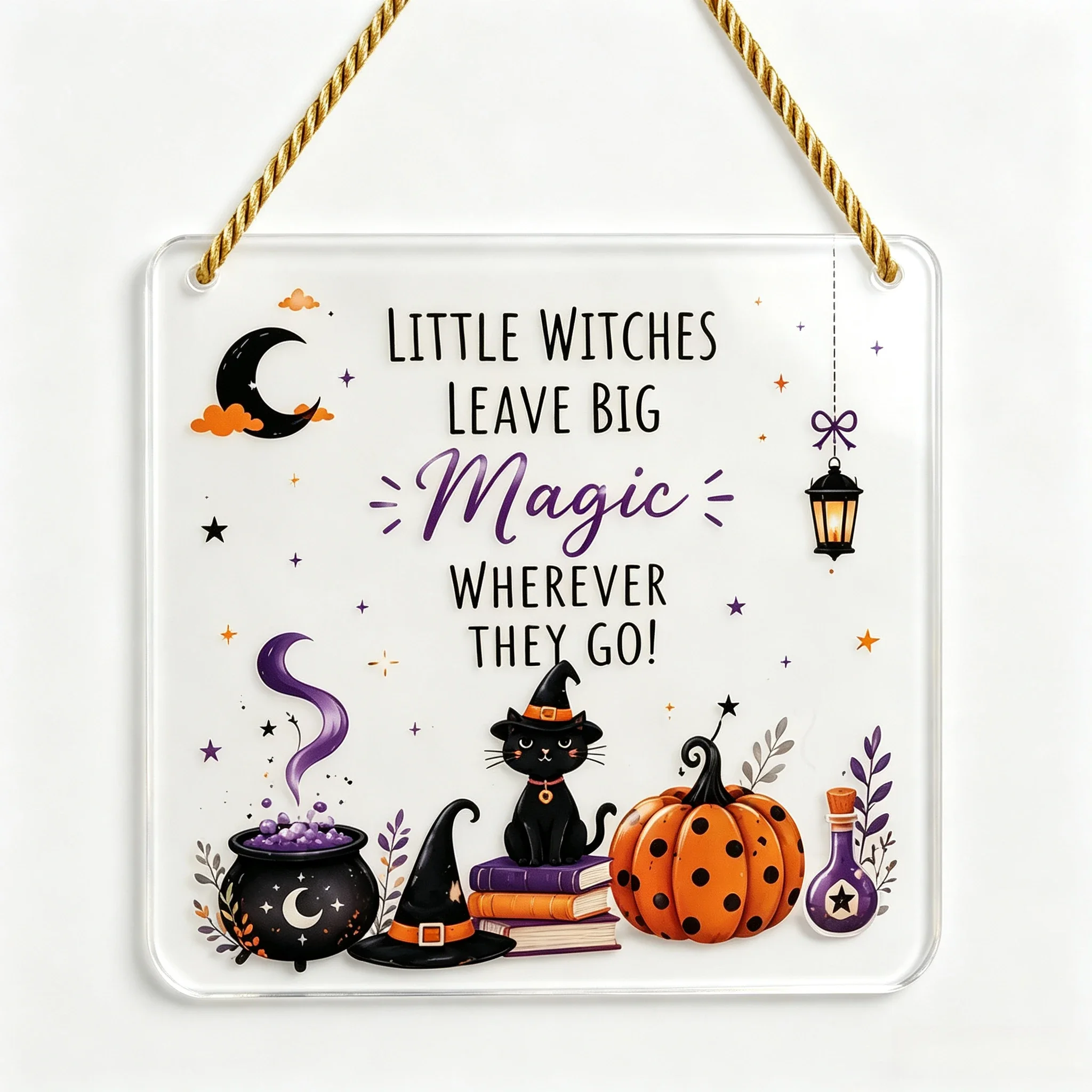Witch Black Cat Pumpkin Potion Door Hanger,Halloween Wall Decor