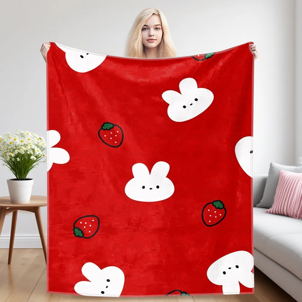 Berry Bunny Nap Blanket,Flannel Blanket,Suitable For Sofas,Beds,Cars,Rooms,Offices,Camping,Exquisite Gift Blankets