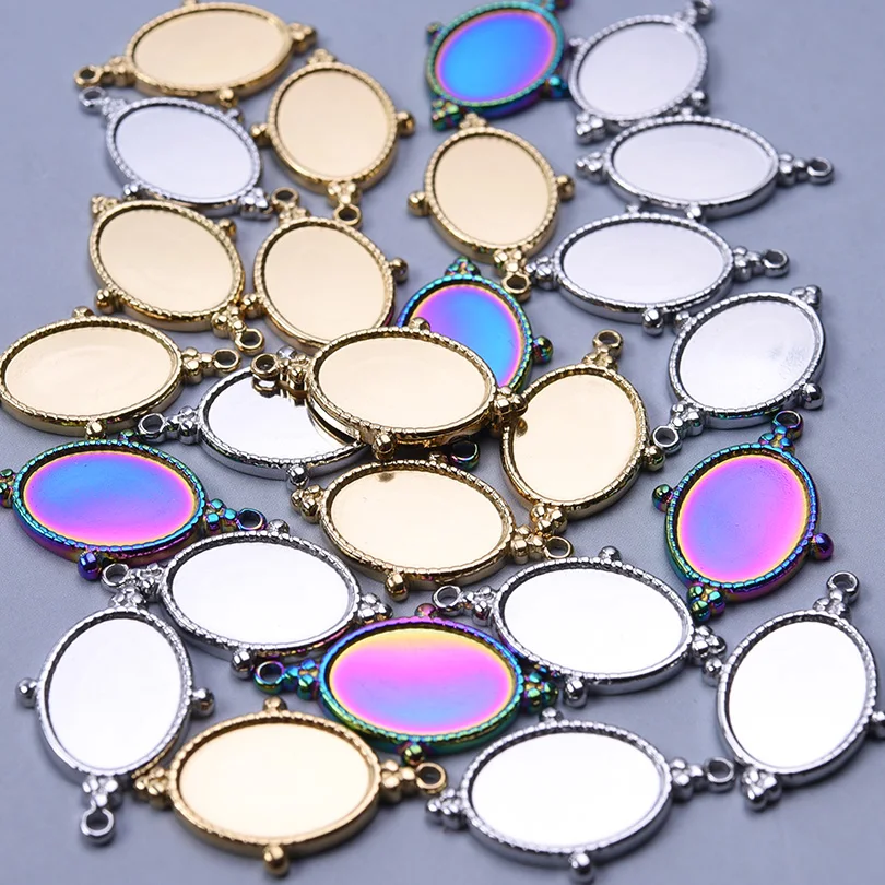5 teile/los Edelstahl Runde Oval Herzförmige Tablett Anhänger Basis Einstellungen Charms DIY Schmuck Machen Liefert Halskette Ohrring – Detail 11