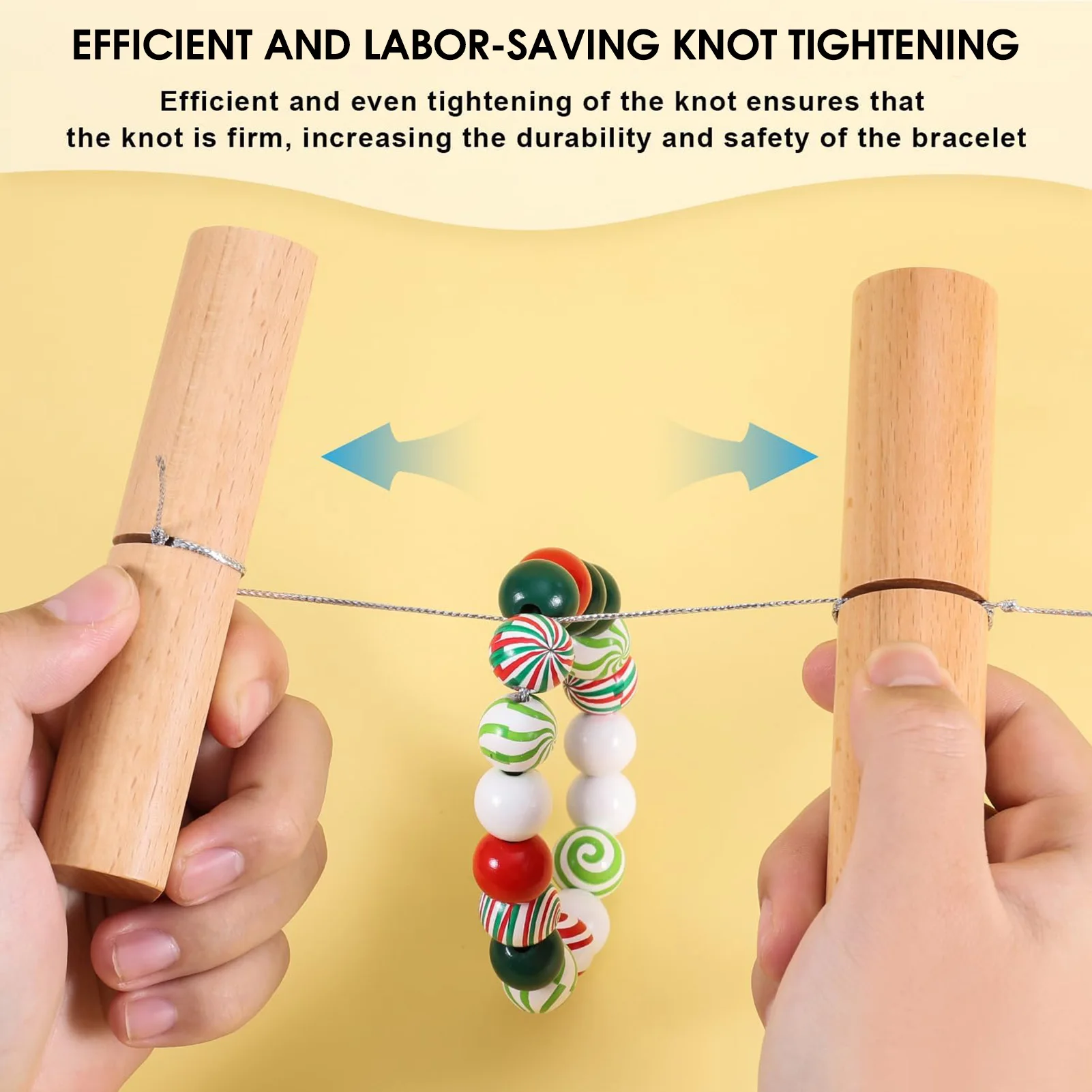 

Beaded Jewelry Knot Tightener 2PCS Wooden Beading Clamp Tools with Silicon Balls for Bracelet Making DIY Craft