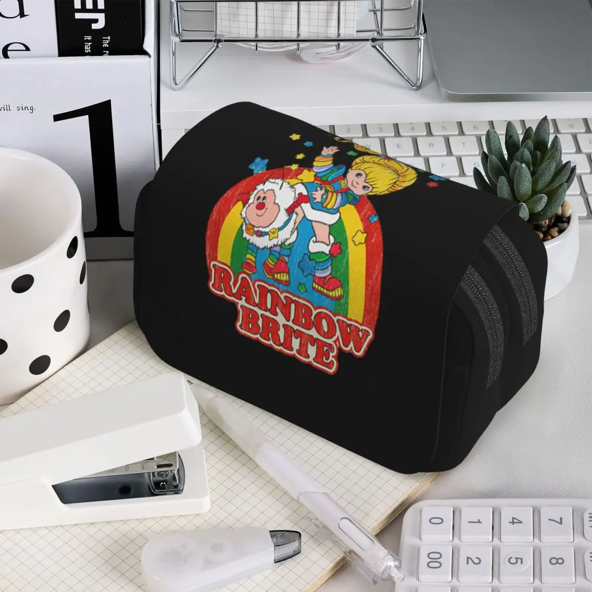 

Винтажный красочный пенал Rainbow Brite для мальчиков и девочек, подарочная коробка для ручек, сумка для карандашей, канцелярские принадлежности, сумка-держатель для ручек