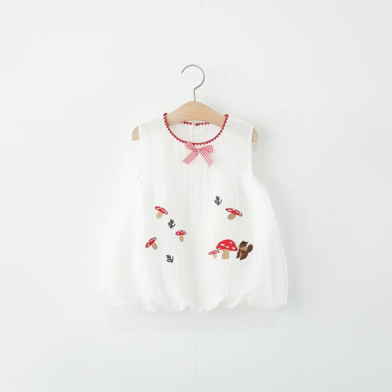 

Children's clothing for girls, sleeveless dress for summer, cartoon mushroom bud princess dress for baby girls, toddler summer o