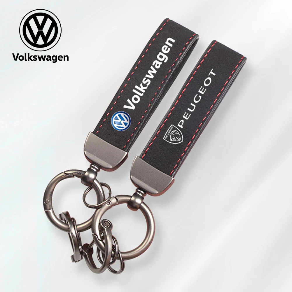Car Key Chain Suede Keyring Auto Interiors Accessories For VW Golf T‑Roc Tiguan Polo Passat T‑Cross Taigo ID.4 ID.7 Atlas MK7