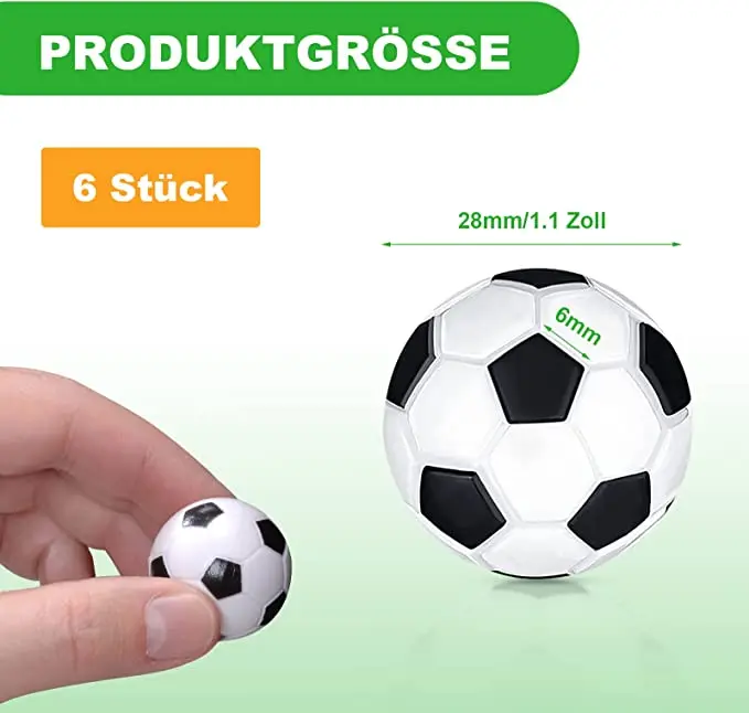 6Pcs Tabelle Fußball Bälle Klassische Durchmesser 28mm Mini Fußbälle Starke Elastizität Schwarz Desktop Spielzeug Geburtstag Geschenk