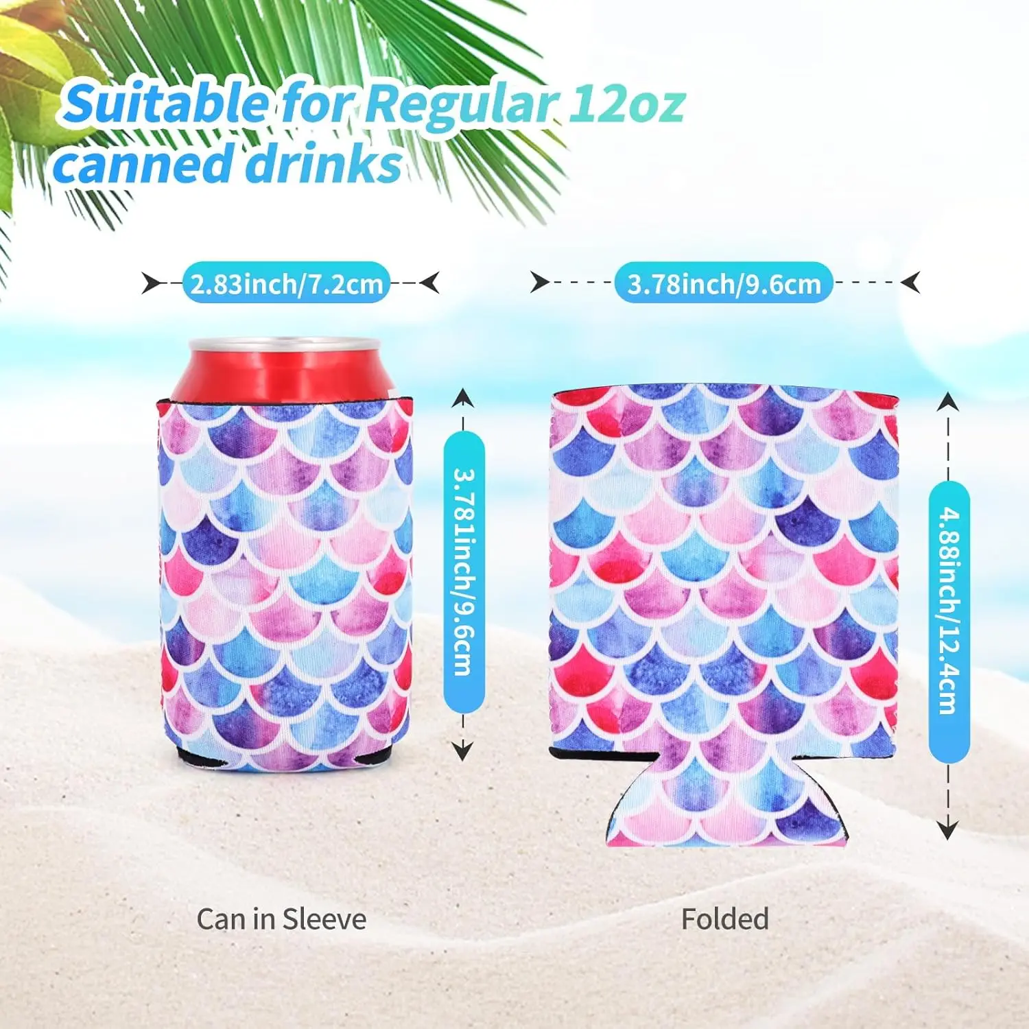 2Pcs Neoprene 12OZ Standard Can Cooler Regular Can Insulated Cover for Beer Beverage Soda Drink Can Wedding Favors