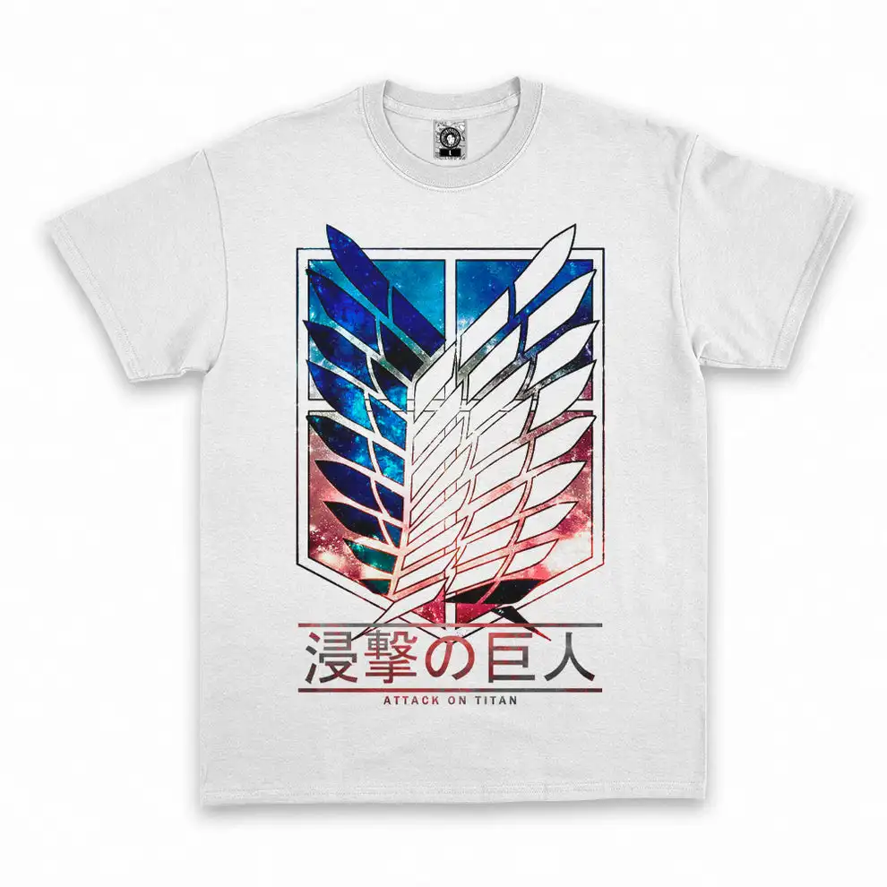 Attack on Titan Wings of Freedom Logo T-shirt Anime Full Print Tee Unisex Streetwear Short Sleeve Top Manga Fans Gift