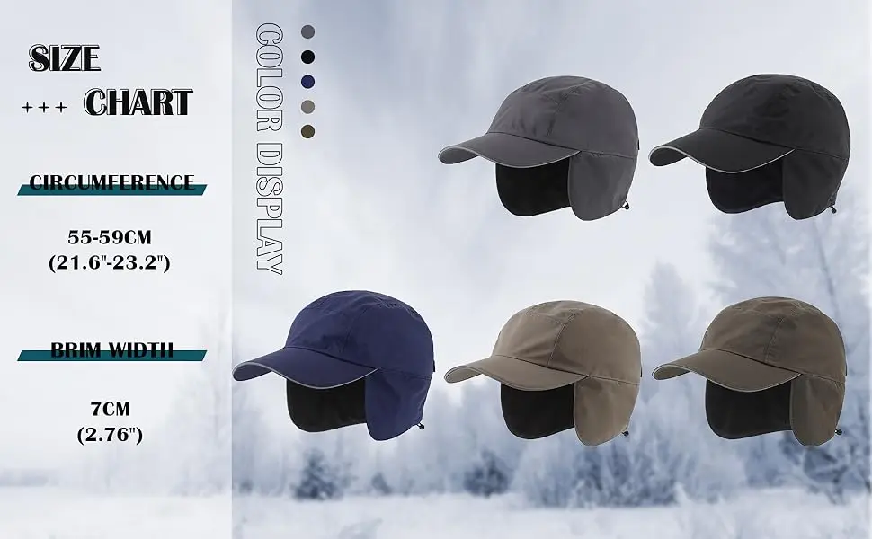 Connectyle Men's Water-Resistant Winter Hat Reflective Fleece Lined Earflap Cap Soft Warm Baseball Outdoor Sports Hat