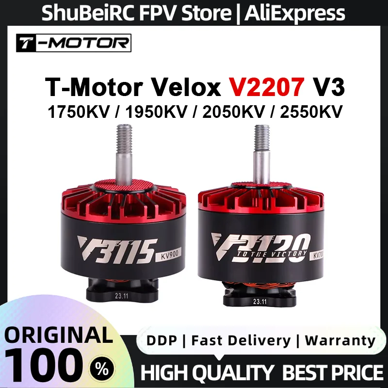 

T-MOTOR V3115 V3120 Brushless Motor 400kv/500kv/640kv/700kv/900kv/1050kv for 3-12S 8-11 inch X4 X8 RC Racing FPV Drones
