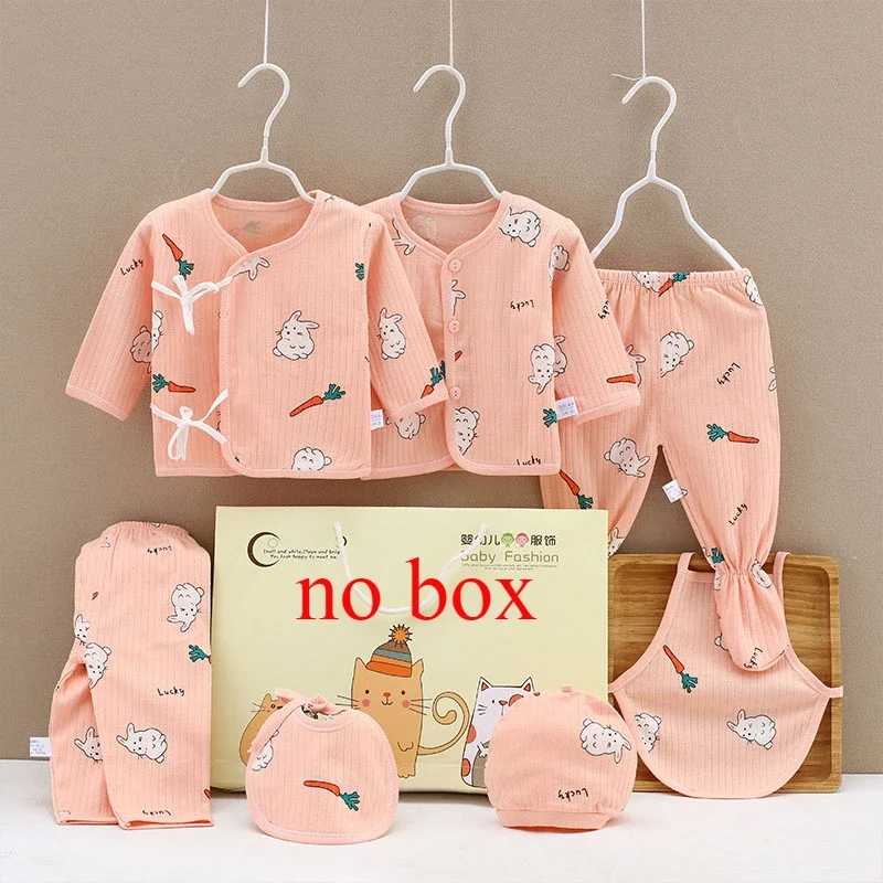 Neugeborenen-Kleidungsset für Jungen und Mädchen, Cartoon-Langarm-Body + Hose + Mütze, 7-teiliges Set – Detail 3