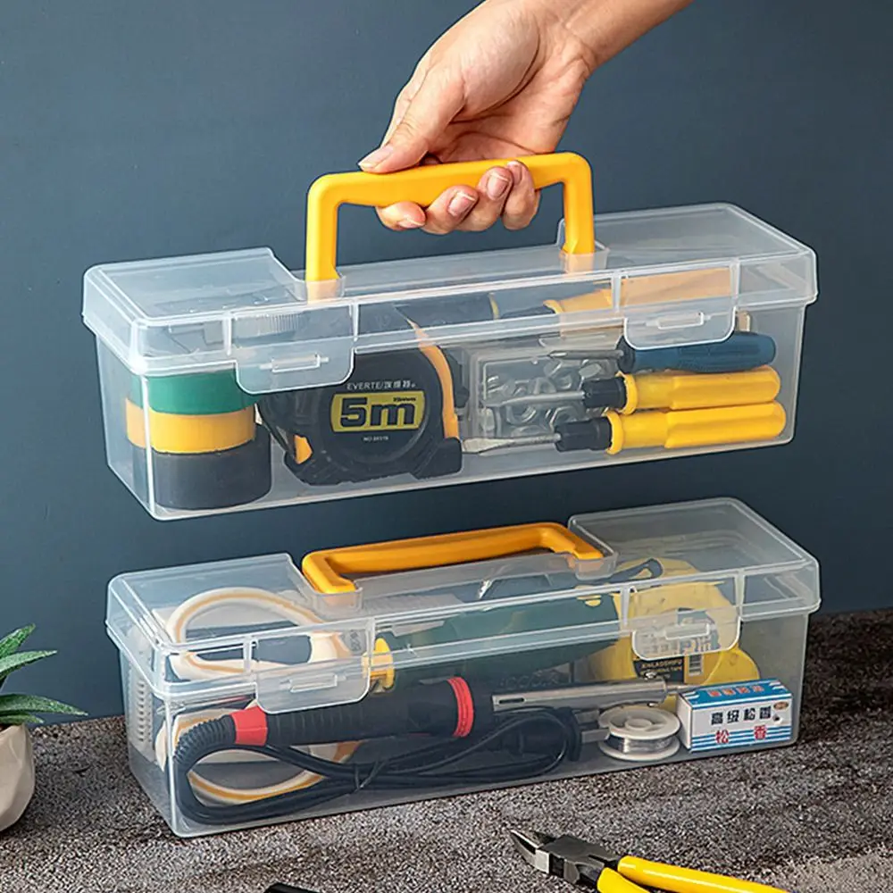 Portable Transparent Hardware Tool Box Multifuntional Empty Toolbox Plastic Parts Box Tool Organizer Household Tool Storage Box