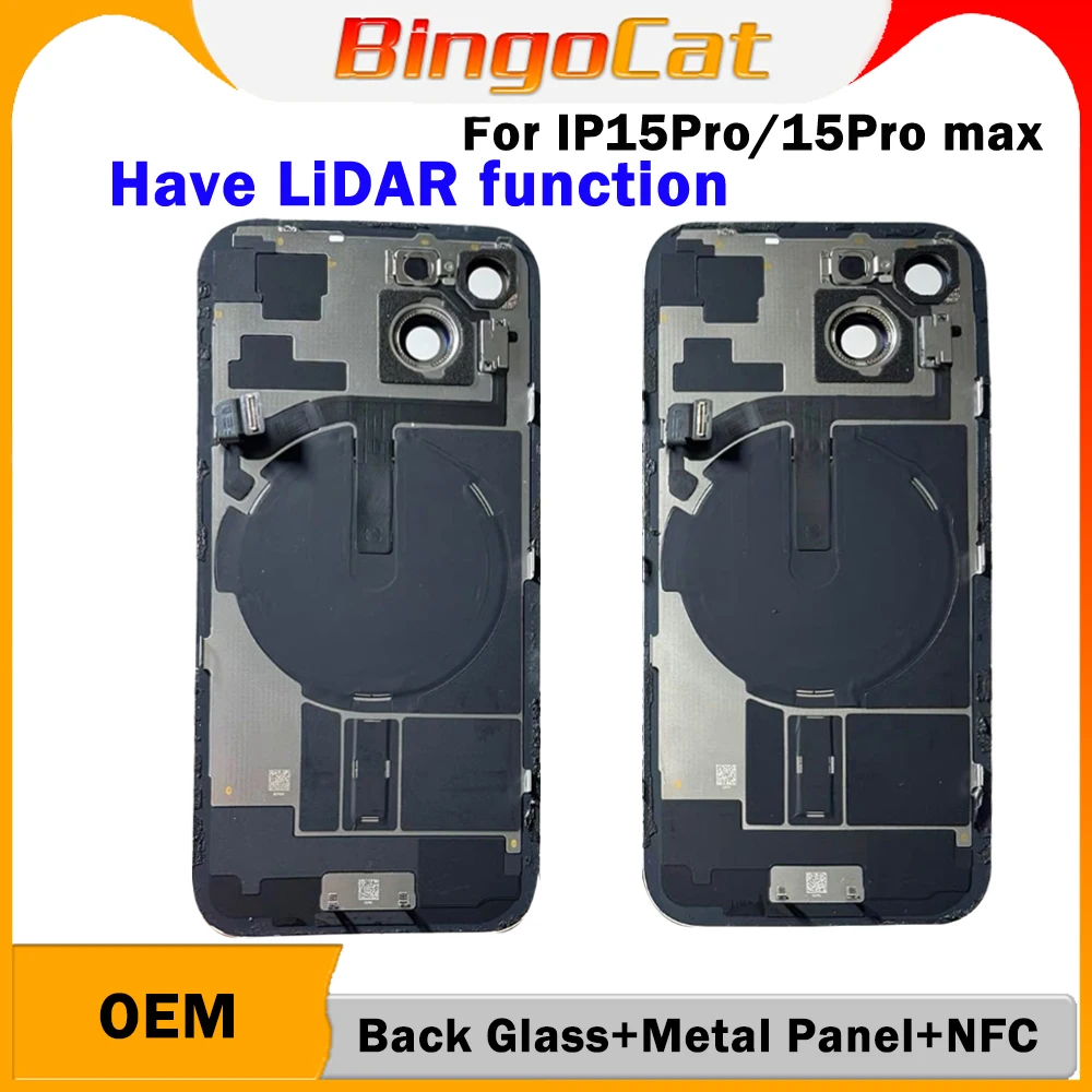 15 Pro max Back Glass Housing Cover Has LiDAR Function Pre-install Steel Plate Wireless NFC MagSafe Magnet Flex Cable