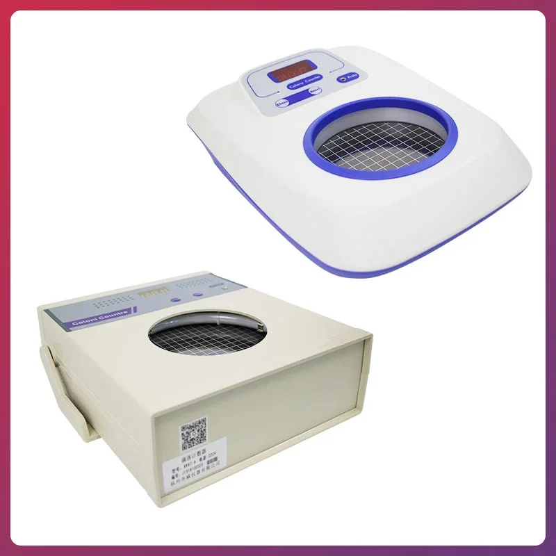 Bacterial count detector, semi-automatic digital display and voice-announcing bacterial count counter.