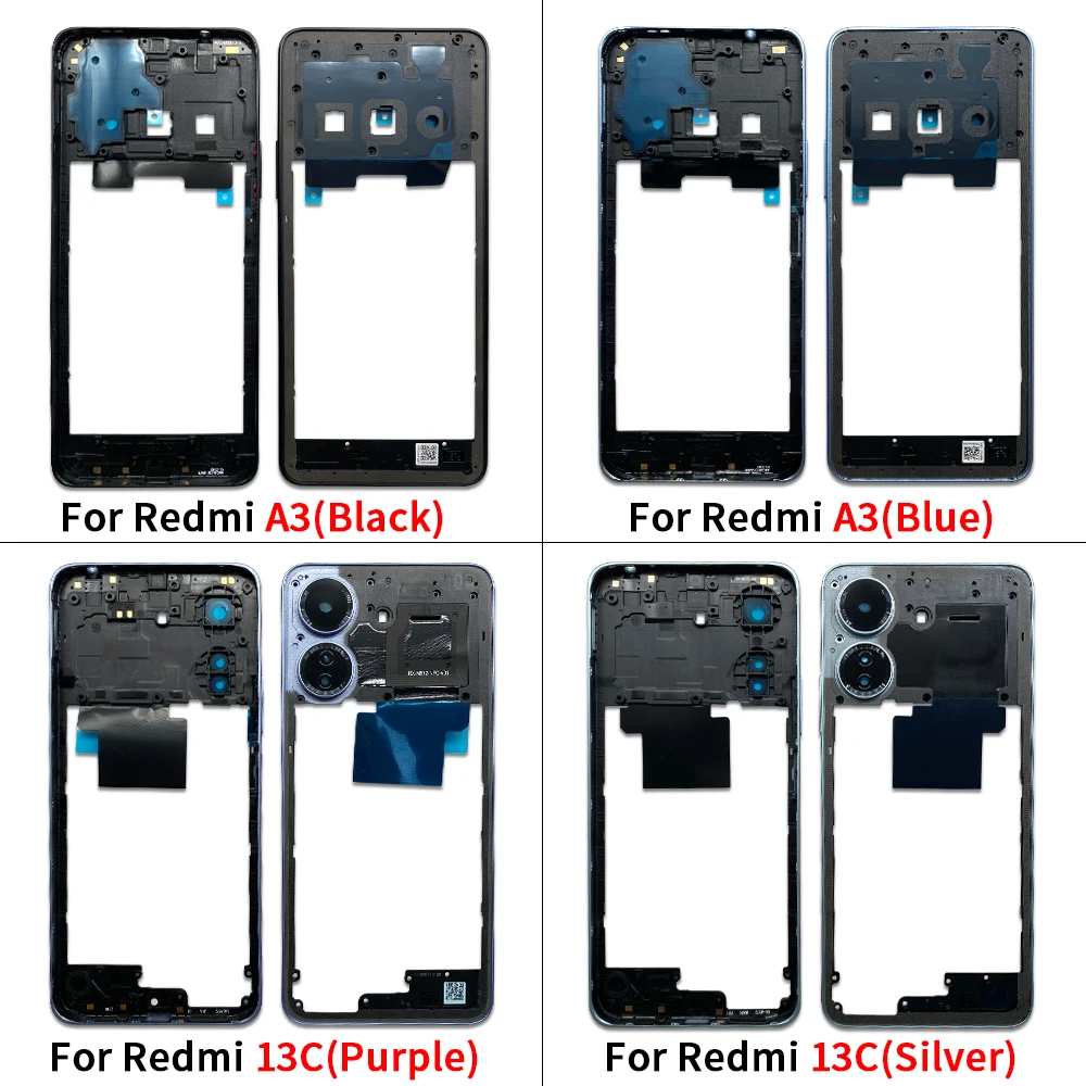 NEW Front Housing Middle plate Frame Chassis Shell Bezel Faceplate Repair Parts Replacement For Xiaomi Redmi 13C 14C 12 4G A3 image 3