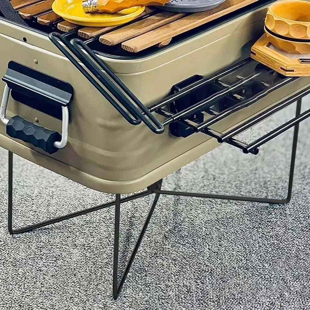 Anti-slip Folding Cooler Stand Strong Load-bearing Easily Assemble Camping Portable Holder Precision Steel No Leak