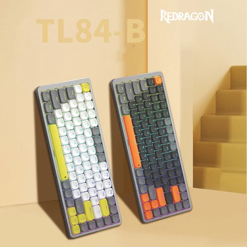 Redragon-Teclado mecánico ultradelgado con cable, dispositivo compacto de 84 teclas con Interruptores lineales de bajo perfil rojo y azul