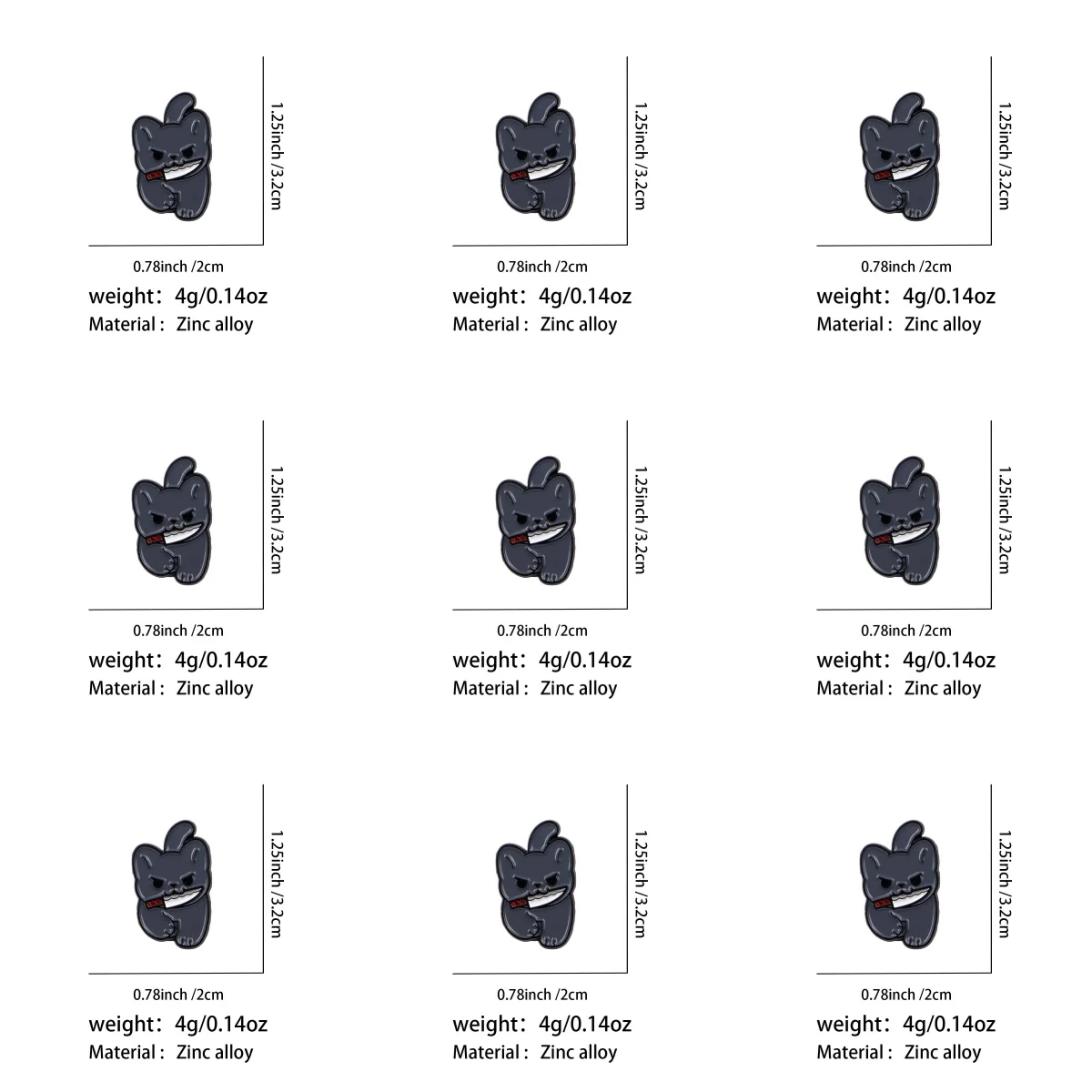 9pcs Cute Cat with Knife Enamel Pin Halloween Brooch Set Women's Brooches Animal Lapel Badges Horror Jewelry Friends Gift