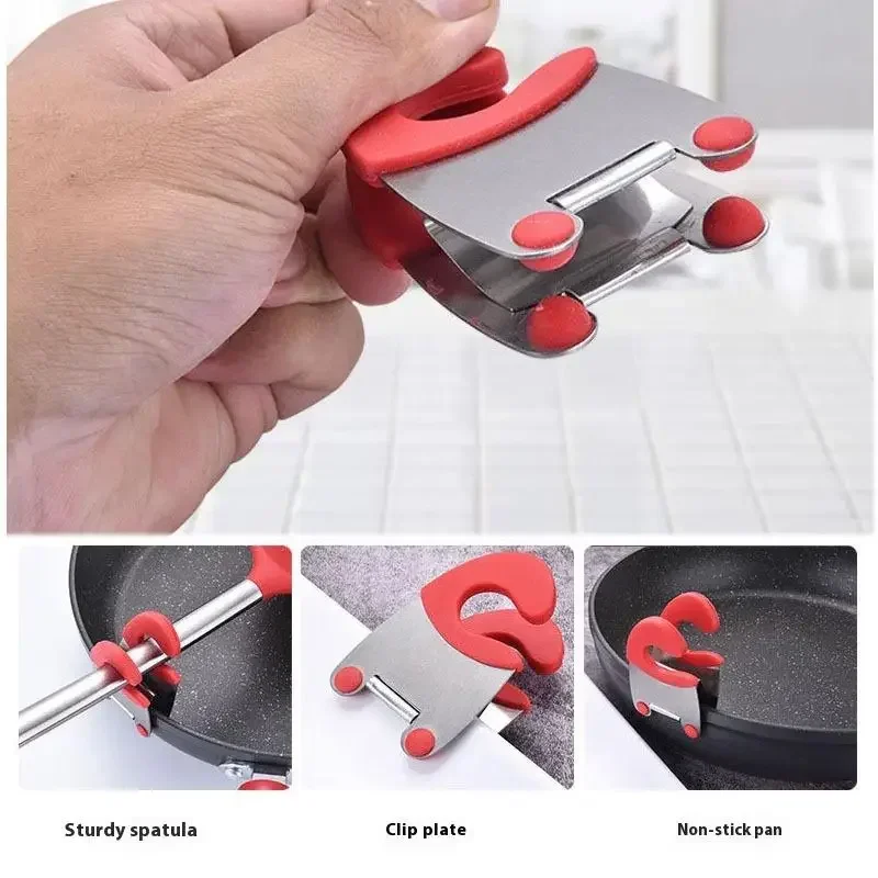 

Pot Spoon Holder Pot Clip Holder Anti Scald Silicone Grip For Spoon Spatula Fork Cooking Utensils Spoon Rest Kitchen Accessories