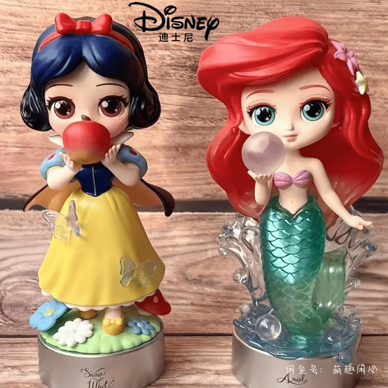 Hot Disney Princess Big Dolls 16cm Nature Series Anime Figure Rapunzel White Snow Ariel Color Changing Process Cute Display Box