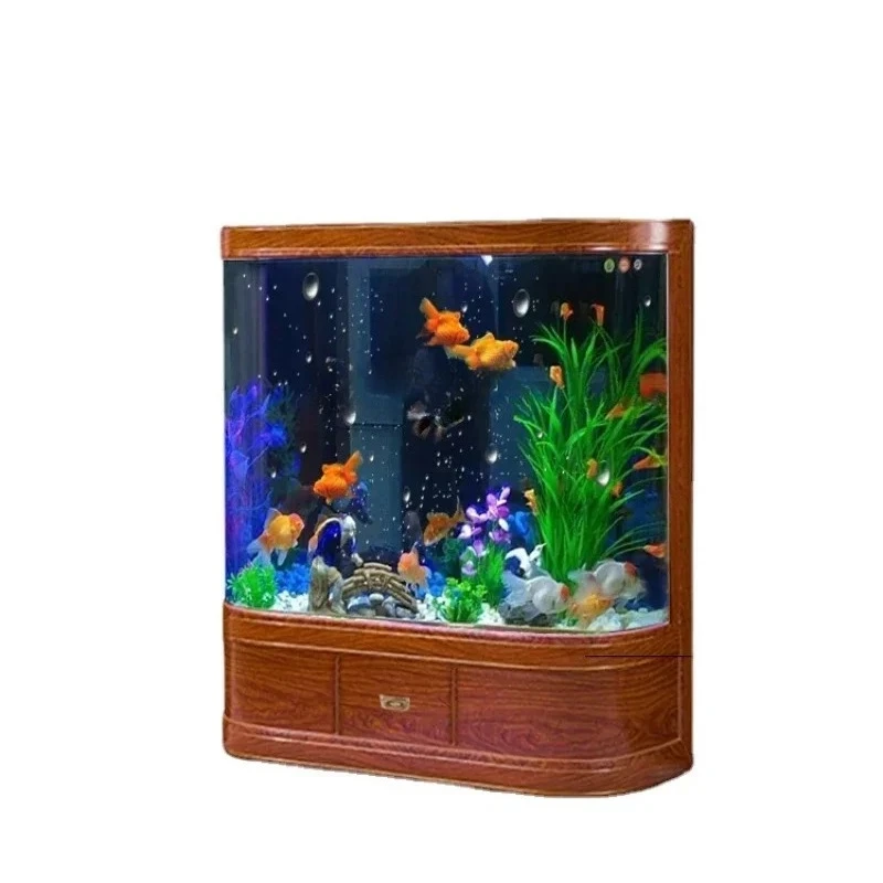 

new New Double Rounded Fish Tank Chinese Style Light Luxury Floor Wall Living Room Ecological Aquarium Change Waterss 03