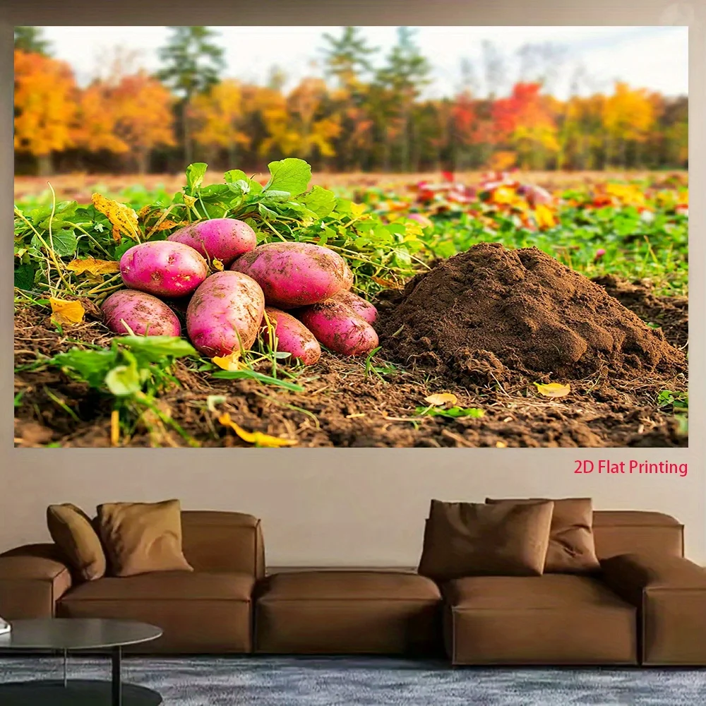 Rustic Autumn Farm Harvest Nature Wall Tapestry Polyester Decoration Printable Background Art Fall Produce Wallpaper Scene Decor