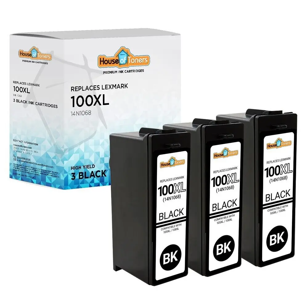 3 100XL Black 14N1068 Inkjet Cartridges for Lexmark PRO 205 705 805 901 905