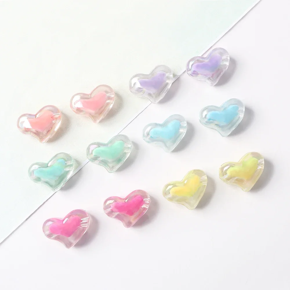 

5pcs AB Colorful Love Heart Spacer Acrylic Beads Necklaces Loose Beads For Jewelry Making DIY Jewelry Handmade Accessories