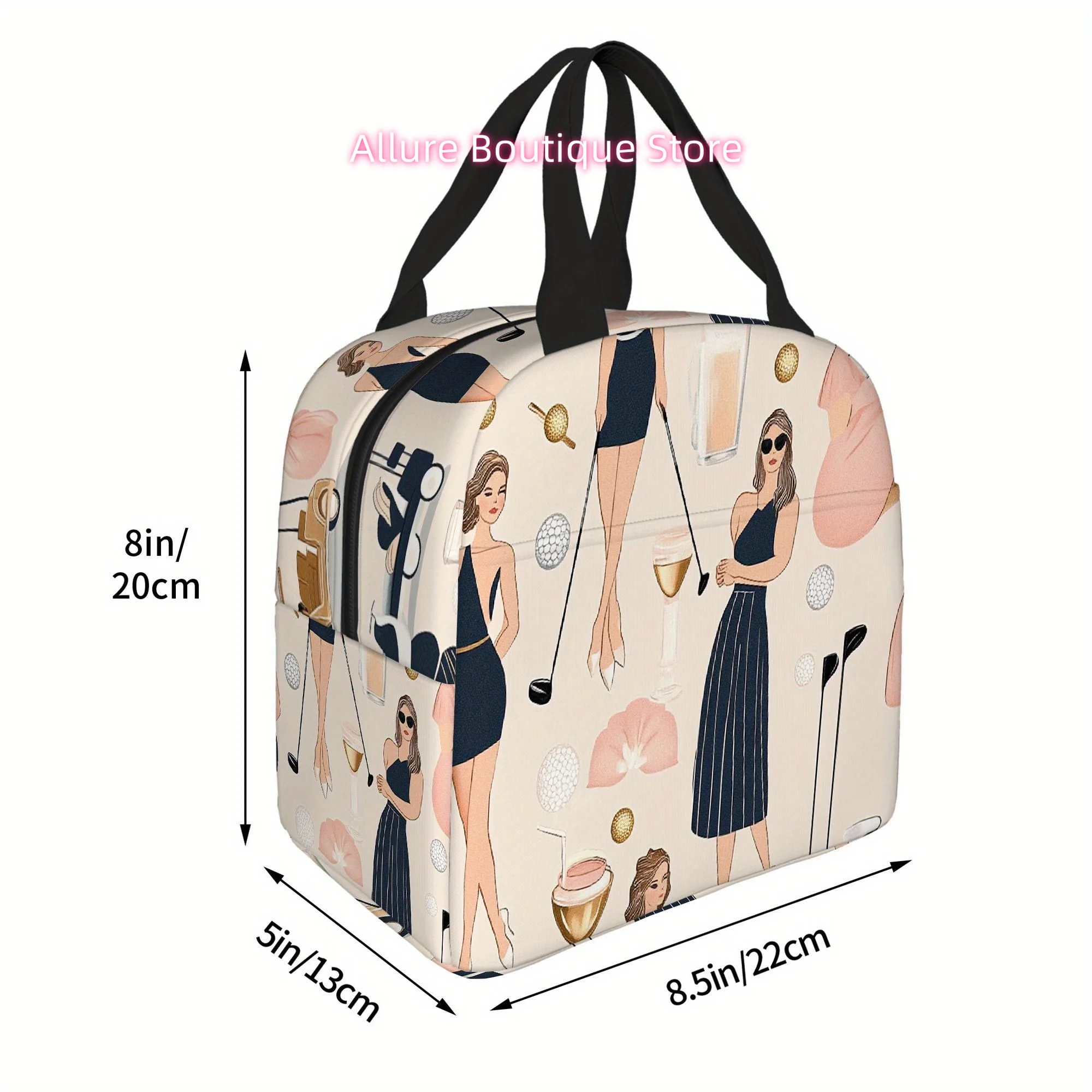 1pc, Golf-themed Fashion Illustration Printed Thermal Bag, Insulation Bag, Insulated Bag. Not for Food Contact. Suitable for Hom