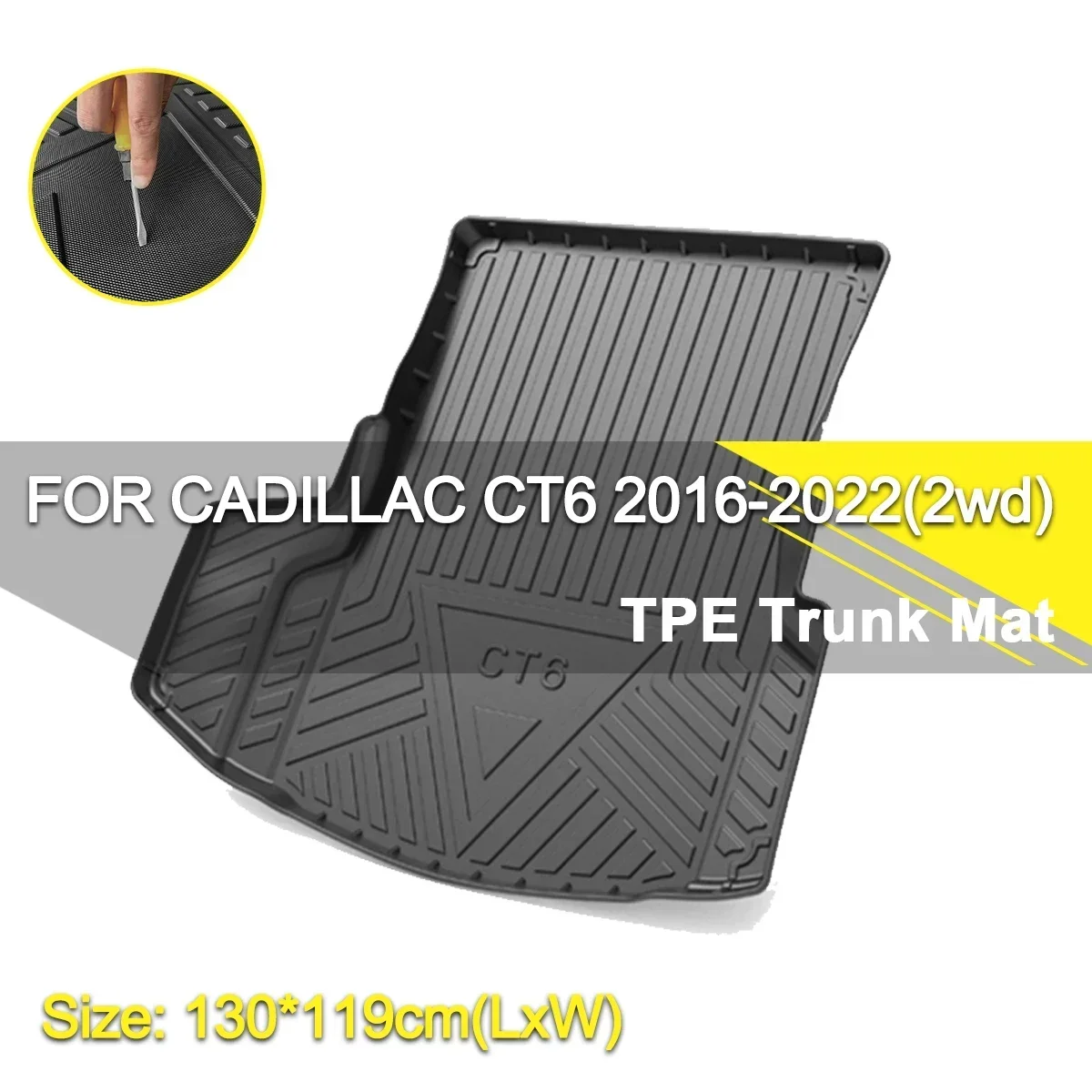 Car Rear Trunk Cover Mat Waterproof Non-Slip Rubber TPE Cargo Liner Accessories For Cadillac CT6 2016-2022 Two Wheel Drive