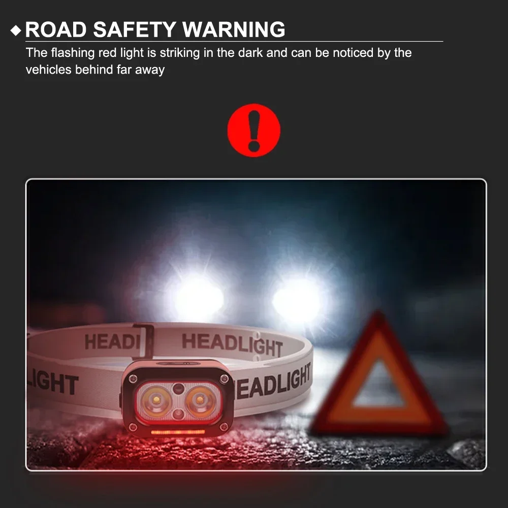 Smart Sensor Headlamp 1000LM Rechargeable LED Headlight 6 Light Modes Outdoor Head Torch Portable Work Light For Fishing Running