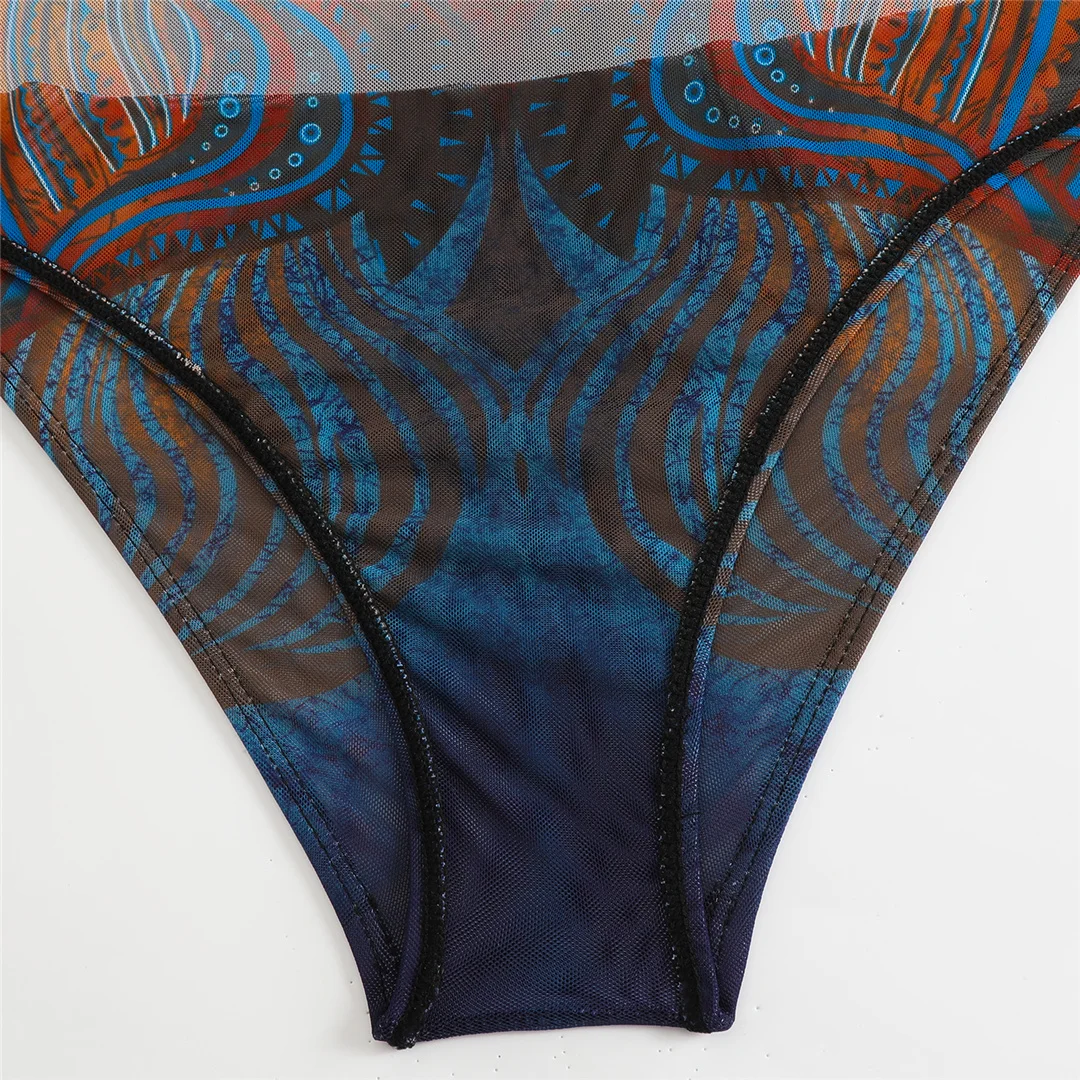 S - XXL 3-teiliges Set, neues, bedrucktes, langärmeliges Badeanzug-Set mit Hose, Sarong, Damen-Badebekleidung, einteiliger Badeanzug, Damen-Badeanzug, Badeanzug V7180 – Detail 17