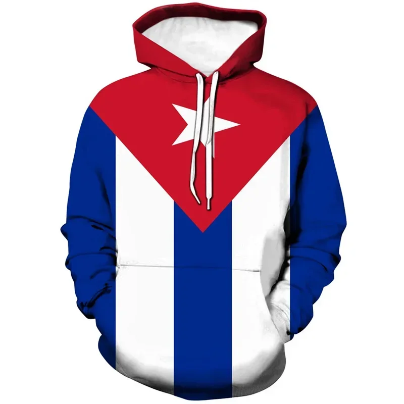 2024-2025 Cuban Flag hat 3D printed men's new clothes Women's long-sleeved sweatshirt pullover Fashion sports run  hoodie