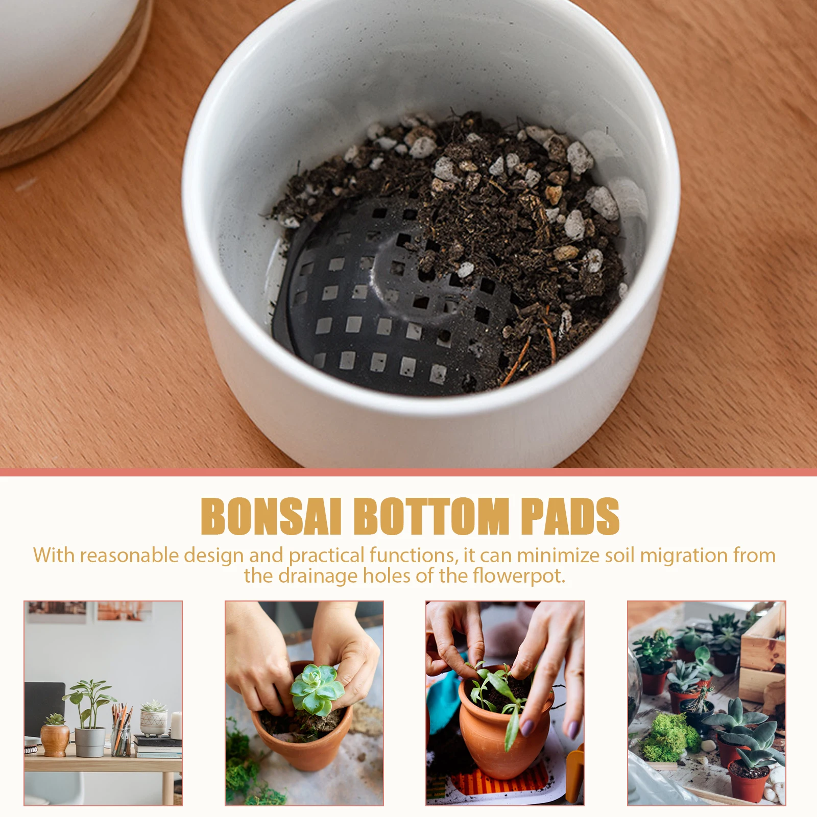 

50 Pcs Flowerpot Spacer Mesh Pad Drainage Hole Plants Pads for Planters Holes Bottom Net Pots Indoor Accessories Grid Mat