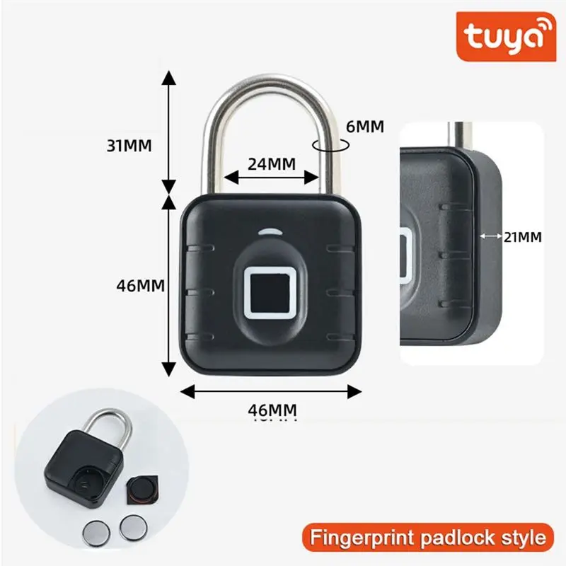 

BNVN-Tuya Bluetooth Smart Fingerprint Door Lock Keyless Quick Unlock Anti Theft Padlock IP67 Waterproof Home Securit Lock-B Dura