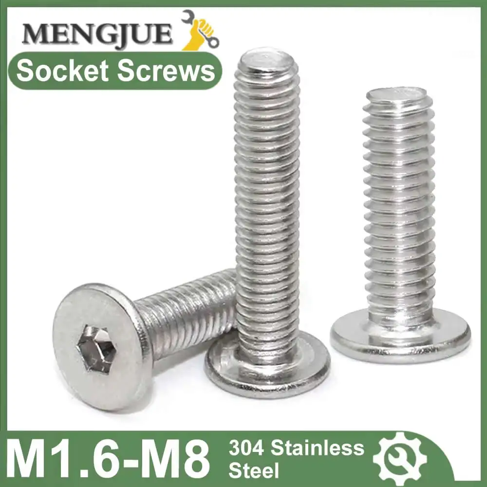 

5-50pcs M1.6 M2 M2.5 M3 M4 M5 M6 M8 304 Stainless Steel CM Ultra-Thin Flat Head Low Profile C-Head Hexagon Socket Screws