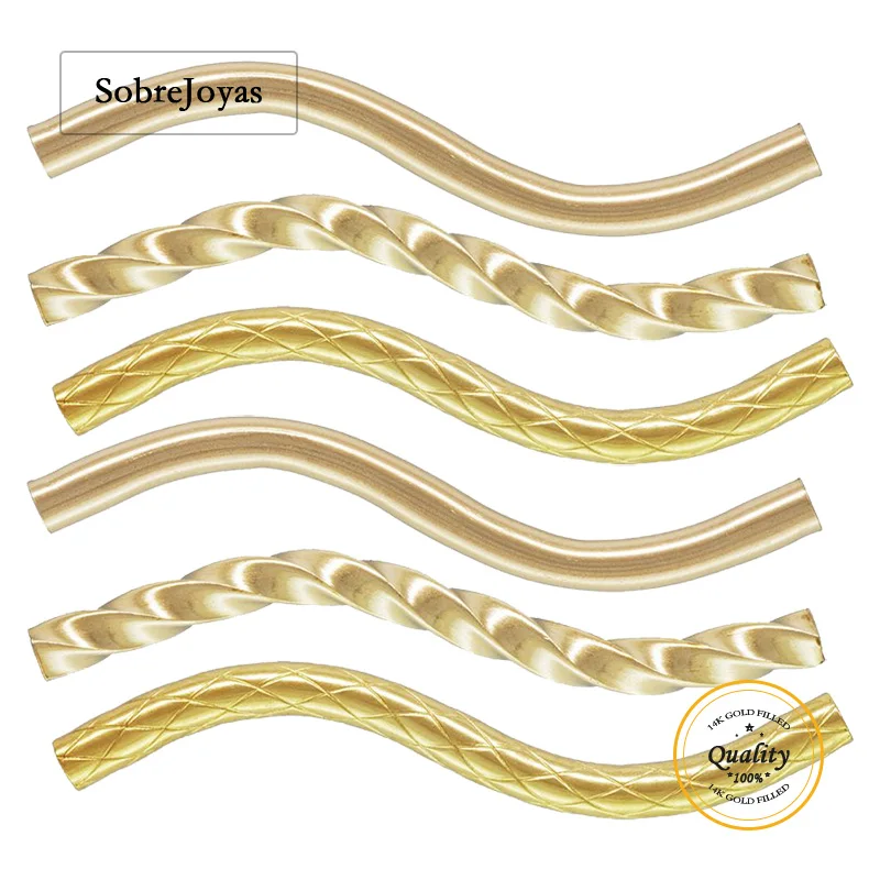 

14 К позолоченный витой квадратный соединитель S-трубки для изготовления ожерелья DIY текстурированная локтевая трубка гипоаллергенный аксессуар для ювелирных изделий