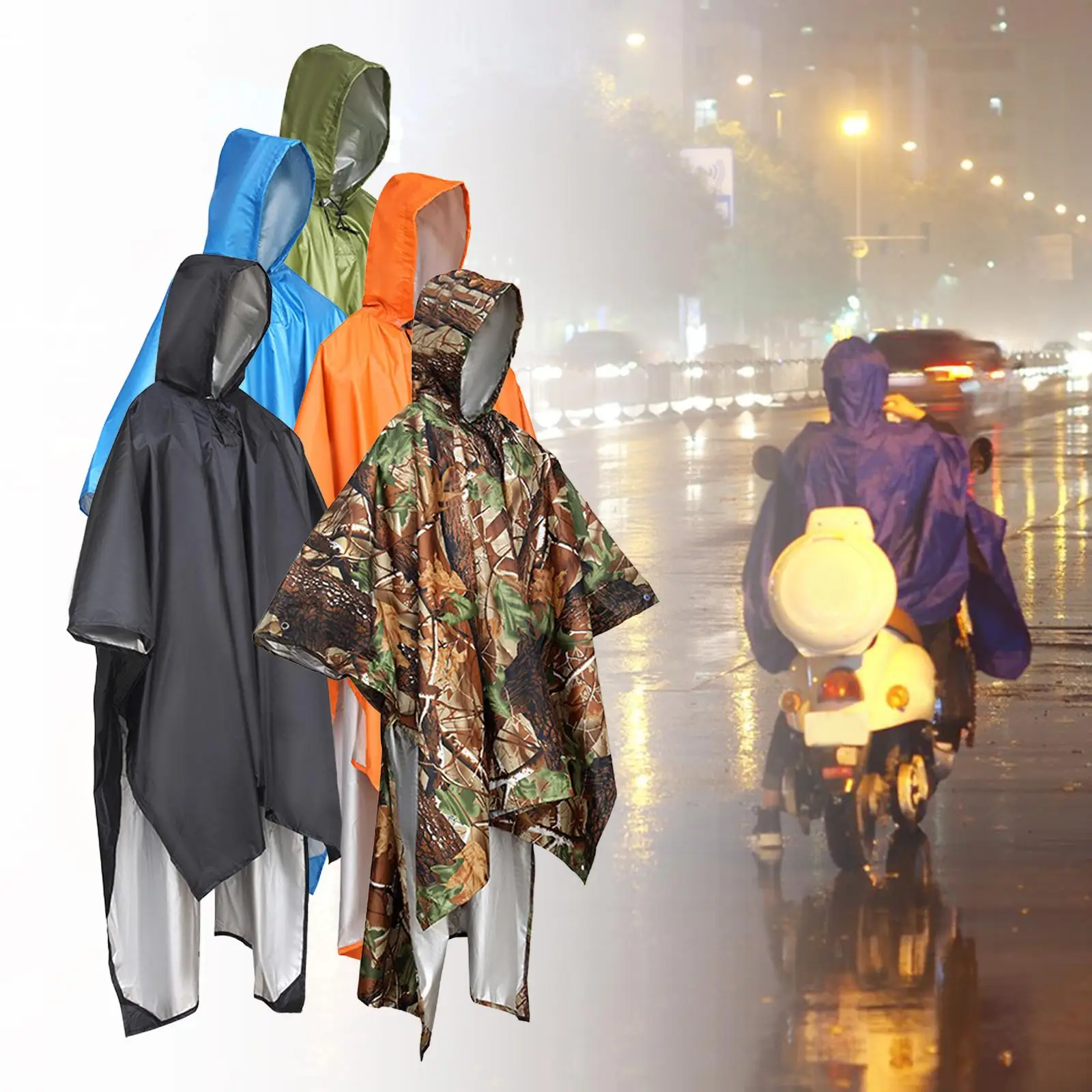 Hooded Wet Weather Rain Poncho Tarp Raincoat for Adult Men Women Unisex Camping Outdoor Activities